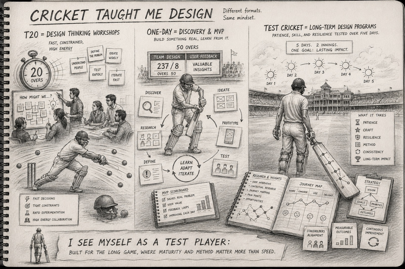 Cricket and design illustration